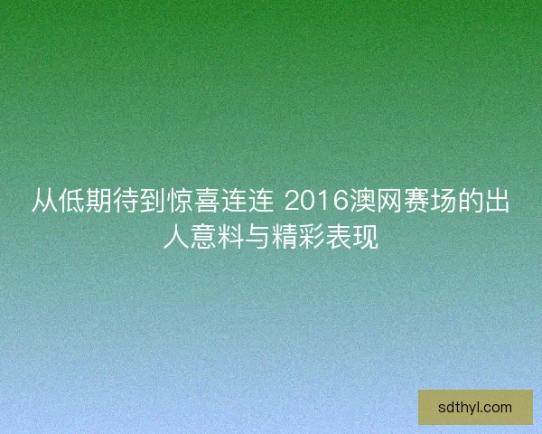 从低期待到惊喜连连 2016澳网赛场的出人意料与精彩表现