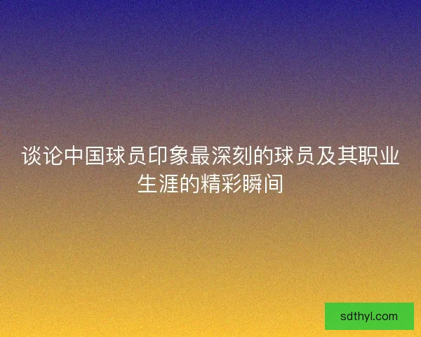 谈论中国球员印象最深刻的球员及其职业生涯的精彩瞬间